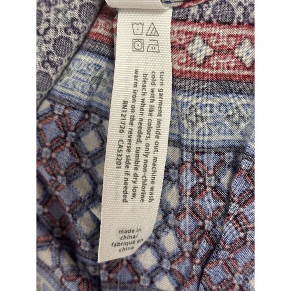 Aeropostale Women’s Boho Tank Dress Navy Blue Red Print Lace Up Back Cover Up S - Picture 7 of 8